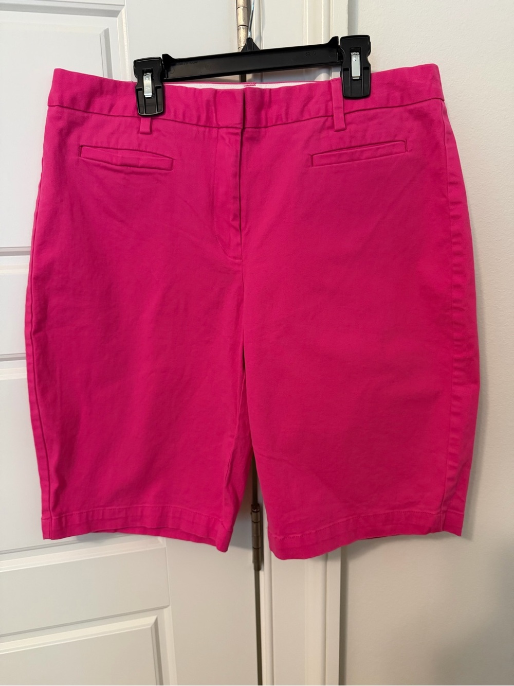 Lands' End Women's Bright Hot Pink Chino Bermuda Shorts
